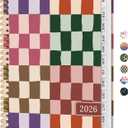 2026 Planner, Weekly and Monthly Calendar Planner for Women, Jan 2026 - Dec 2026, Hardcover Planning Agenda book with Tabs, Spiral Bound, Inner Pocket, Perfect for School Office Supplies, 6.3" x 8.5" - Checkered