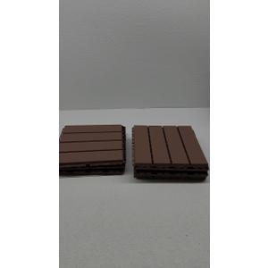 Plastic Interlocking Deck Tiles, 9 Pack Outdoor Flooring Waterproof Pavers for Patio Garden Porch Yard, All Weather Use, Coffee (12" x 12")