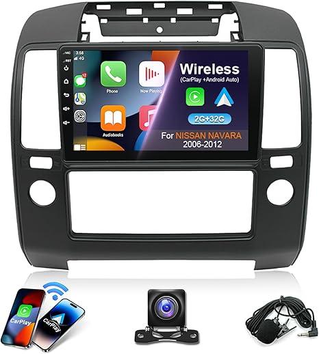 9 Inches IPS Car Stereo Radio for Nissan Navara 2006-2012,Built-in CarPlay &Android Auto Android 13 Stereo,Support WiFi GPS Bluetooth AHD Backup Camera Mic,SWC/AV in/FM Radio Receiver