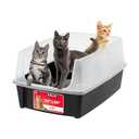 IRIS USA XX-Large Open Top Cat Litter Box with High Sided Walls Tall Scatter Shield Scoop Included Easy Clean Plastic Pan for Big Cats Kittens Multi-Cat Households 30"L x 20"W x 14"H Black