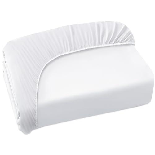 Twin Fitted Sheet Only, Twin Size Sheets for Kids Up to 12 Inches Deep Procket, Single Bed Mattress Sheets Stretchable Breathable Cover for Air Mattress, White