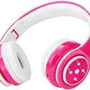 Kids Bluetooth Headphones 85db/110db Volume Limit Wireless/Wired Aux Port Foldable Noise Protection Over-Ear Build-in Mic Headphones for Kids Adults Travel School Phone Pad Tablet PC Pink
