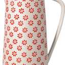 Bloomingville Ceramic Pitcher with Handle Susie - Jug for Water, Juice, Milk Dia 4'' H 6.75'', red, Stoneware, content 28 fl oz