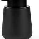 Bosilunlife Black Lotion Dispenser - 12Oz Ceramic Soap Dispenser Bathroom Refillable Liquid Hand Wash Dispenser for Bathroom Kitchen Dish Soap Dispenser with Easy-to-Press Pump