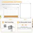 Dry Erase Calendar Whiteboard for Wall, 24"x18" Magnetic Monthly White Board Cork Board Combo, Double Sided, Aluminum Frame, Wall Hanging Wipe Board for Home, Office, School, Dorm