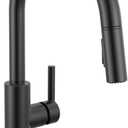 Delta Faucet Nicoli Kitchen Faucet with Pull Down Sprayer, Matte Black Modern Single Hole Kitchen Sink Faucet, Matte Black 19867LF-BL