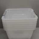 Amazon Basics Plastic Storage Containers with Secure Latching Lids, Stackable Organization Bins, Clear/Grey, 19 Quart, Set of 6