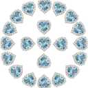 PATIKIL 30PCS Heart Rhinestones, Sew on Rhinestones Buttons Crystal Heart Nail Charm Embellishment Flatback Diamond for Sewing DIY Clothing Wedding, Light Blue