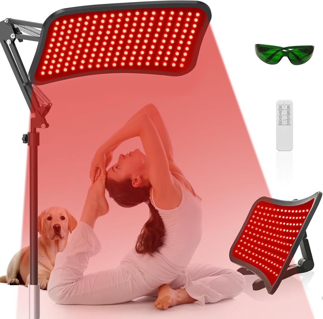 Red Light Therapy for Face Body, Advanced 2-in-1 Red Light Therapy Lamp with Desktop Stand, Tri-Wavelength 660nm, 850nm, 940nm Infrared Light Panel with Timer for Skin Care, Full Body Pain Relief
