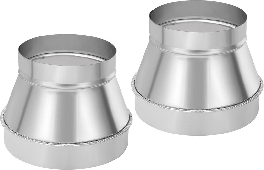 PATIKIL 8 Inch to 6 Inch Round Duct Reducer Increaser Connector, 2 Pcs Galvanized Steel Air Duct Adapter Pipe Fitting for Bathroom Kitchen Inline Ventilation Systems, Silver Tone