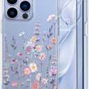 GVIEWIN for iPhone 13 Pro Case with Screen Protector & Camera Lens Protector, [10FT Military Grade Drop Protection] Clear Shockproof Slim Fit Floral Phone Case for Women 6.1" (Floratopia/Colorful)