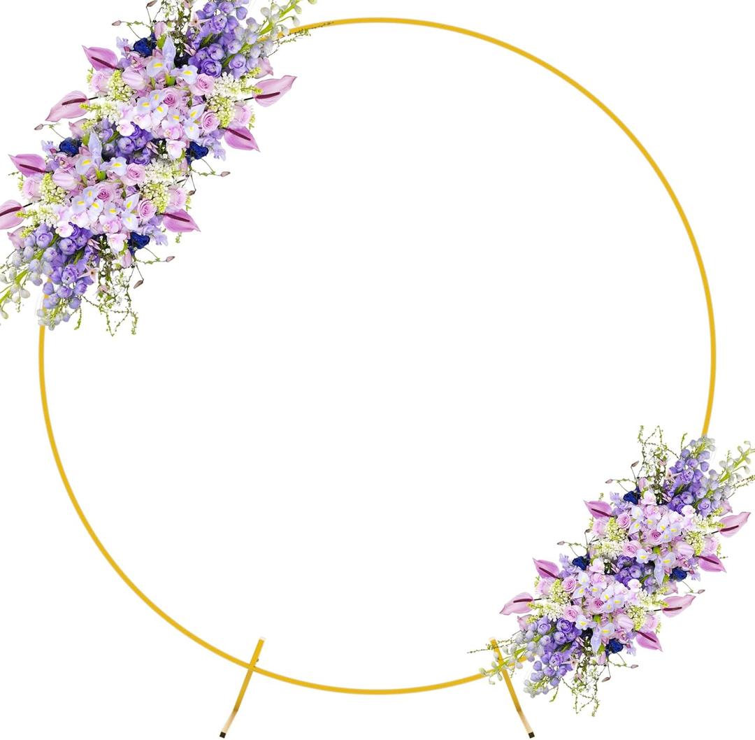 Round Backdrop Stand Gold 6.6ft Metal Circle Balloon Arch Frame for Wedding Birthday Party Baby Shower Graduation Decoration