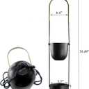 Modern Metal Hanging Planter for Indoor Outdoor Plants with Hook 2 Tier Boho Wall and Ceiling Flower Pots Baskets Holder Home Office Decor(Black)