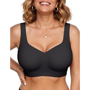 Vertvie Jelly Bras for Women Plus Size Minimizer Soft Wireless Push Up Bra Full Supportive Older Lift Back Coverage Bralette (38DD, Skin)