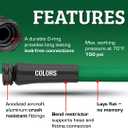 Flexzilla Colors Garden Hose 5/8 in. x 50 ft., Lightweight All-Weather Water Hose, Durable and Flexible, Leak-Free Connections, Forest Green