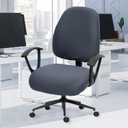 Separate Desk Office Chair Seat Covers - Universal Stretch Computer Chair Slipcover - 180GSM Washable Rotating Backrest Coverings & Cushion Protectors for Dogs, Cats, Pets, Dark Gray