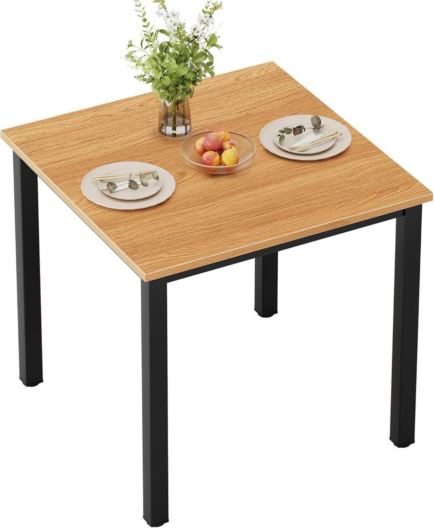 Need Small Square Dining Table- 31-1/2'' Sturdy and Heavy Duty Writing Desk for Small Spaces and Writing Table Desk, Teak Color Desktop & Black Frame AC3BB(8080) Breakroom Table (31.5x31.5 inch, Teak & Black Frame)
