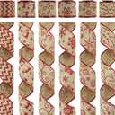 MEEDEE Christmas Ribbon Set - Wired Burlap 2.5 Inch 6 Rolls 36 Yards Red Glitter for Tree Garland, Wreaths, Tree Topper, Bow Making
