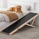 Dog Ramp for High Bed, Couch, Car, 64" Long Foldable Pet Ramp & 5 Adjustable Heights 19.7"-31.5" Wooden Dog Step with Anti-Slip Yoga Mat for Small Medium Large Older Pets, up to 200lbs