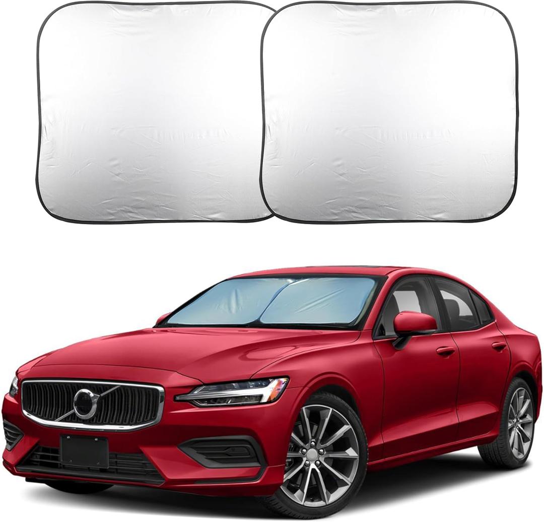 EcoNour 2 Piece Foldable Car Windshield Sun Shade UV & Heat Protection, Interior Cooling, Durable Upgraded Design, Easy Fold, Front Window Sunshade - Medium (31" L x 28" W)