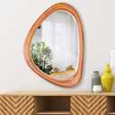MAGFLERUM Irregular Wall Mirror, 30 * 20 inch Asymmetrical Wood Mirrors, Entryway Mirror, Hanging Vertically and Horizontally. Mirrors for Wall Decor (Red Walnut)