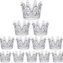 12PCS Crown Votive Candle Holder,Crown Tea Light Candlestick Ornament,Mini Crown,Tealight Candle Holder,Jewelry Ring Holder,for Weddings Party Home Decor Set (Clear, 12PCS)
