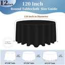 12 Pack Black Round Tablecloths 120 Inch Round Table Cloth, Wrinkle Resistant Washable Polyester Fabric Table Cloth Round Table Cover for Dining Banquet Wedding Party