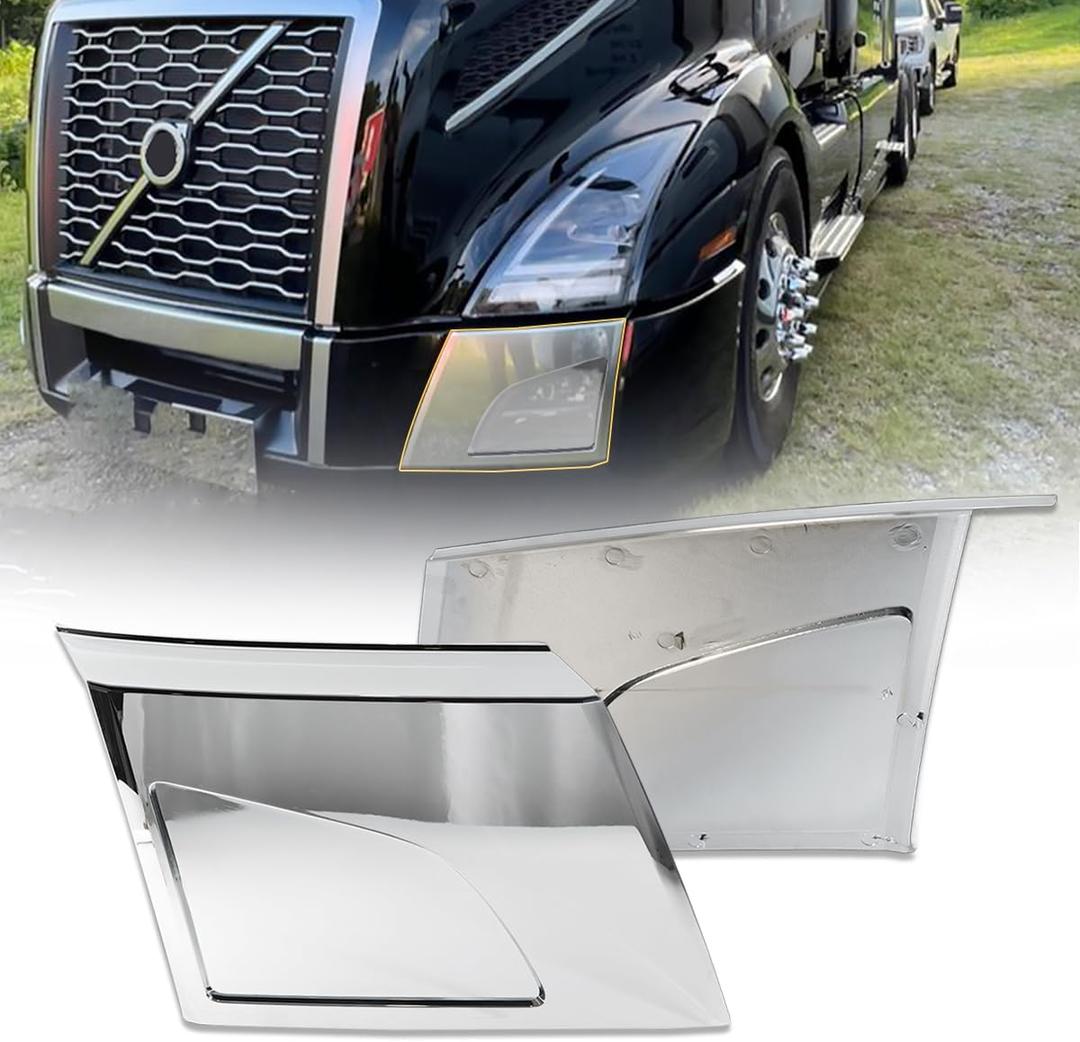 Side Bumper Chrome Trim without Hole Compatible with Volvo 2018+ Volvo VNL 1 Pair Of Right Passenger & Left Driver Side Bumper Extension Corners Chrome Trim