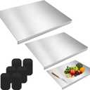 Patelai 3 Pcs Stainless Steel Cutting Boards for the Kitchen, Stainless Steel Chopping Board 17.3 x 13.4/15.7 x 11.8/11.8 x 7.9 Inch with 6 Anti-slip Pads, for Meat, Fruits, Vegetables, Bread