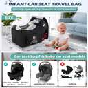 RAINSMORE Infant Car Seat Travel Bag for Airplane Compatible with All Nuna Pipa Car Seat and Base Chicco KeyFit 30 and Base Padded Car Seat Backpack for Travel Carseat Gate Check Bag with Side Pocket