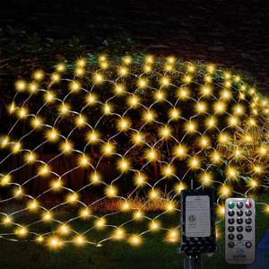 Net Lights Christmas Outdoor, 360 LED 12ft x 5ft Mesh Lights with 8 Modes Remote, Waterproof Net Christmas Bush Lights Outdoor for Yard, Shrubs, Porch, Decorations (Warm White)