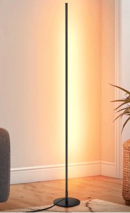 DEWENWILS LED Corner Floor Lamp, 57.5" Minimalist Dimmable Light, Standing Tall Lamp for Living Room, Bedroom, Office, 3000K Warm White Light (Black)-HLFL02K1