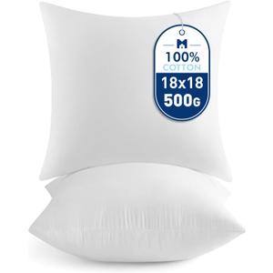 MIULEE 18x18 Pillow Inserts,Set of 2 100% Virgin Microfiber with Cotton Cover Throw Pillows for Couch Sofa and Bed