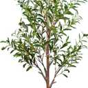 6FT Artificial Faux Olive Tree with Water Droplet for Indoor, Fake Silk Leaves, Green