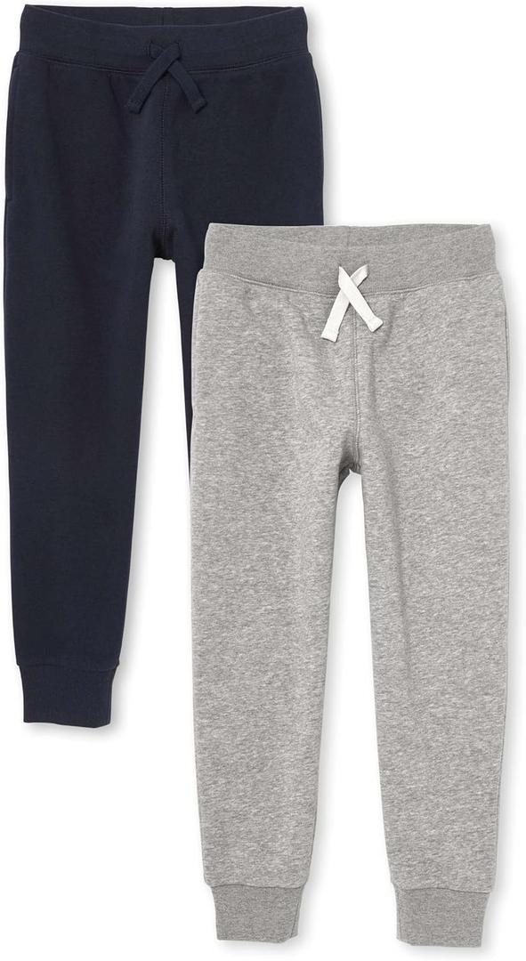The Children'S Place Boys Active Fleece Jogger Sweatpants (Medium, New Navy/Heather Gray 2-Pack)