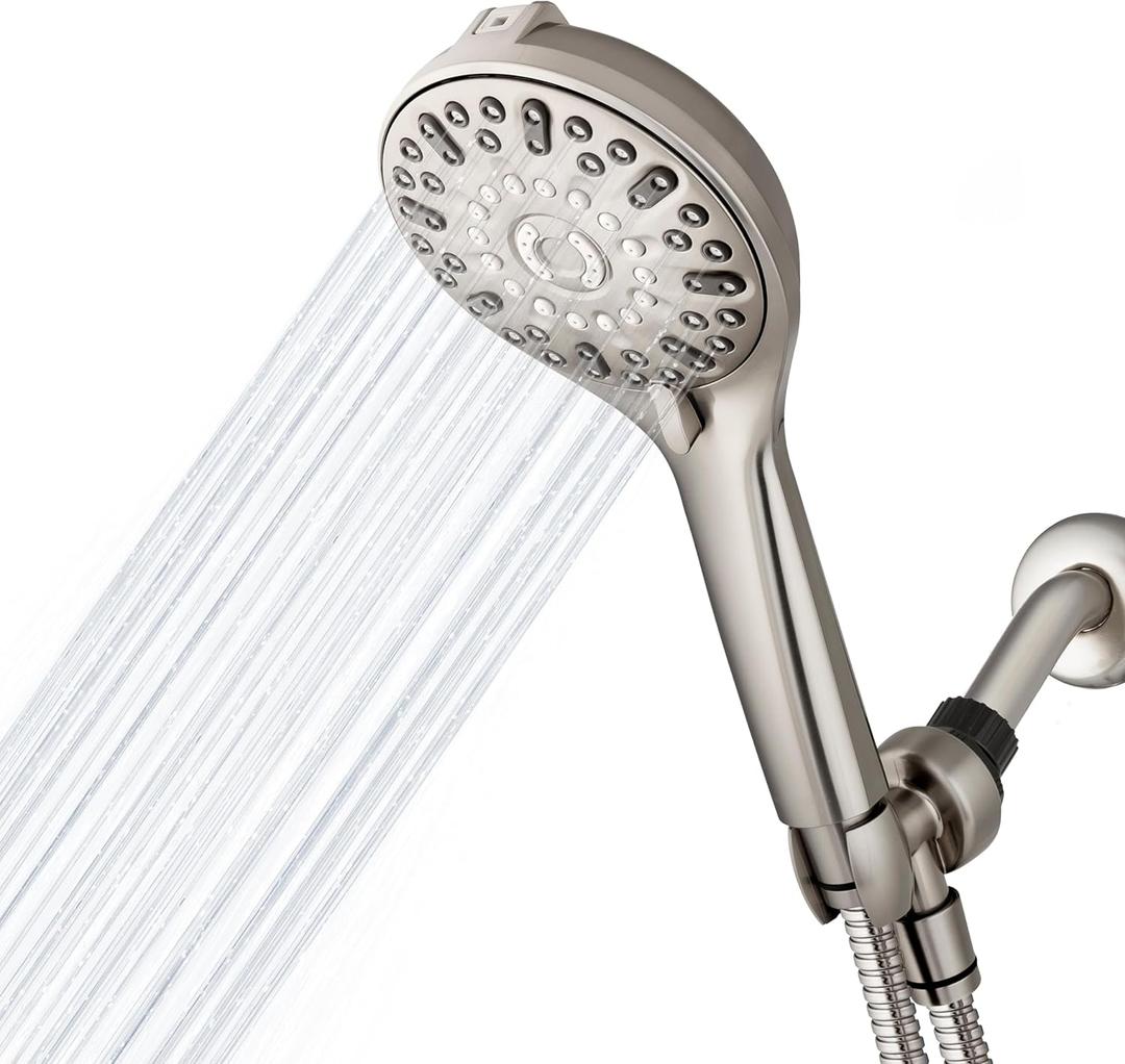 Waterpik ShowerClean Pro Hand Held Shower Head High Pressure Rinser With Built-in Power Jet -Wash, Shower -Cleaner In Brushed Nickel, QCM-769ME