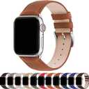 Fullmosa Leather Bands Compatible Apple Watch Band 38mm 40mm 41mm 42mm 44mm 45mm 49mm, Dressy Chic iWatch Strap with Case for iWatch Series 9 8 7 6 5 4 3 2 1 SE Ultra 2 1 for Women (Brown/silver)