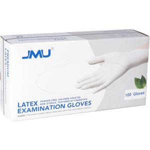 JMU Latex Gloves, Extra Thick 5 Mil Medical Exam Gloves, Powder Free, 100 Count/1000 Count (White, S)