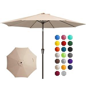 JEAREY 10FT Outdoor Patio Umbrella, Market Umbrella, Beige