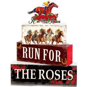 Derby Day Horse Racing Party Decorations - 4 Pcs Wooden Horseman Centerpiece, Table Decor for Home Office Desk & Holiday Party Supplies