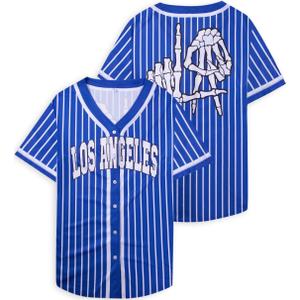 Baseball Jersey for Women Baseball Shirt: Baseball Graphic Button Down Plain Tshirts Sports Active V Neck Tee Tops (Blue, L)