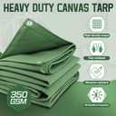 20x20 Canvas Tarp 350GSM Green Extra Heavy Duty Canvas Tarps with Rustproof Grommets, 12 oz Durable & Multipurpose Outdoor Tarpaulin for Camping, Patio, Canopy Tent, Truck, Equipment & Woodpile Cover