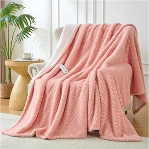 Heated Blanket Electric Throw, 50" x 60" Heated Blanket with 8 Heat Levels & 8 Hours Auto Off, Fast Heating Blankets Machine Washable with ETL Certification, Pink