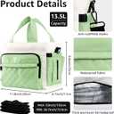 Women's Insulated Lunch Box Bag - Stylish Tote Design, Leakproof Waterproof Lunch Cooler, Large Lunch Tote Bags for Work Commute & Dates (White-Green)