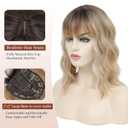 14inch Hair Toppers for Women with Thinning Hair Short Curly Toppers Hair Pieces for Women Synthetic Clip In for Women's Wiglets Large Base Dark Blonde with Dark Root