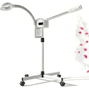 Facial Steamer Professional, Facial Steamer with Magnifying Lamp for Esthetician, 2 in 1 Ozone Steamer for Face, Face Steamer for Facial Deep Cleaning, White.