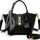 Women's shoulder bag, women's wallet, vintage handbag, synthetic leather crossbody bag with adjustable shoulder strap (Black)