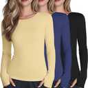 3 Pack Girl's Long Sleeve Athletic Shirts with Thumb Holes Compression Top Quick Dry Basic Activewear (9-10 Years, Yellow, Navy Blue, Black)