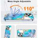 Lamcase for iPhone 14 Pro Case with Magnetic Invisible Ring Stand [Compatible with MagSafe], Full Body Rugged Slim Women Men Girl Shockproof Marble Pattern Design Case, Light Blue