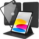 CACOE 360 Rotating Case for iPad (A16) 11th/10th Generation with Pencil Holder 2025/2022 11/10.9 inch, Shockproof Cover for iPad 11/10 Gen with Stand, Black